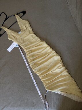 Mesh Ruched Slip Dress in Nude